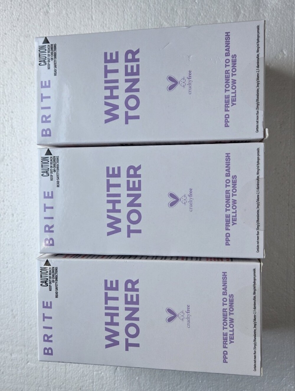 Lot 3 BRITE White Blonde Toner Ammonia-Free Paraben-Free Cruelty-Free Developer